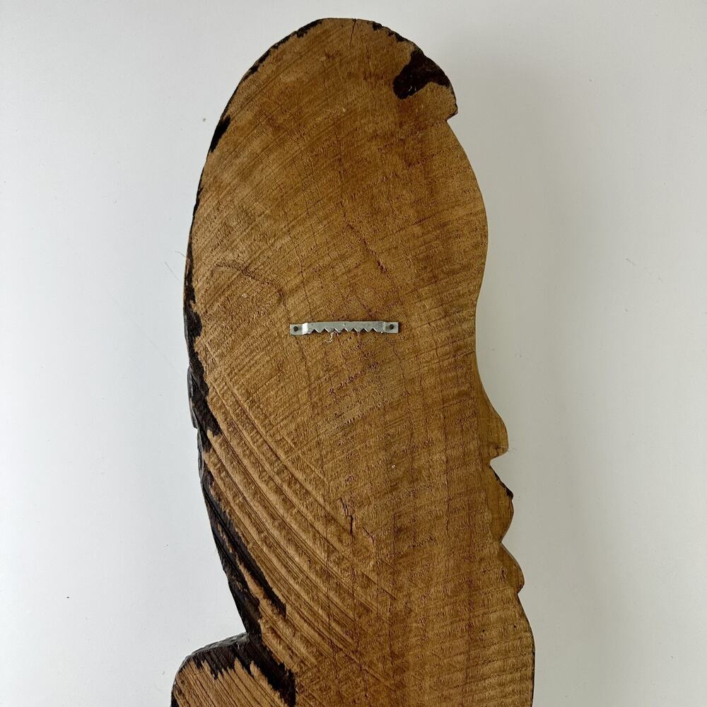 African Folk Art Man Woman Wood Hand Carved Wall Hanging Sculpture Decor - Picture 6 of 7